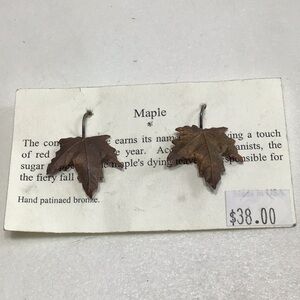 Handcrafted Bronze Maple Leaf Earrings
